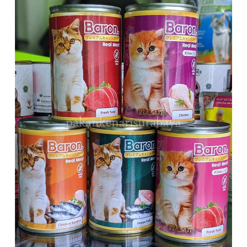 Baron Makanan Kucing Kaleng 400 gram Adult Kitten Semua Rasa Wet Food