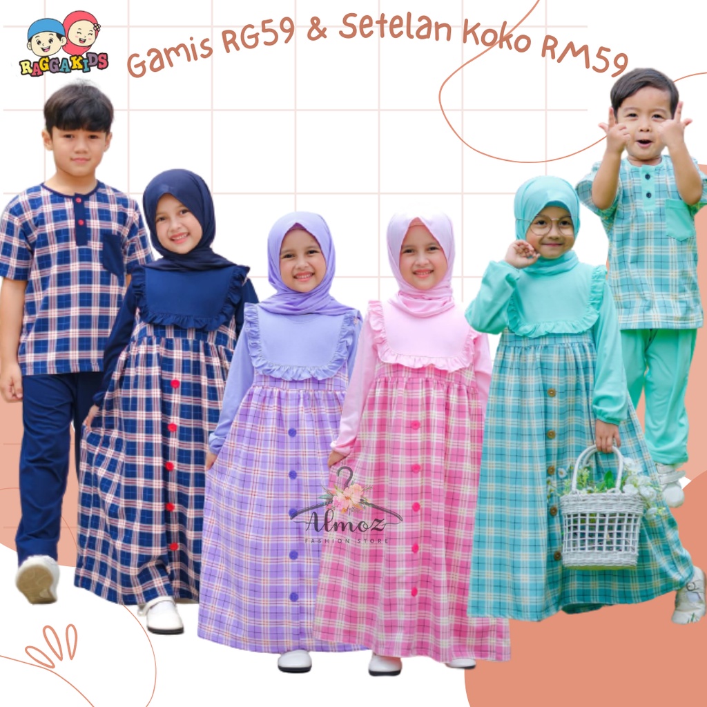 Gamis anak raggakids RG59 | Gamis Anak Kotak-kotak | Baju Muslim Anak