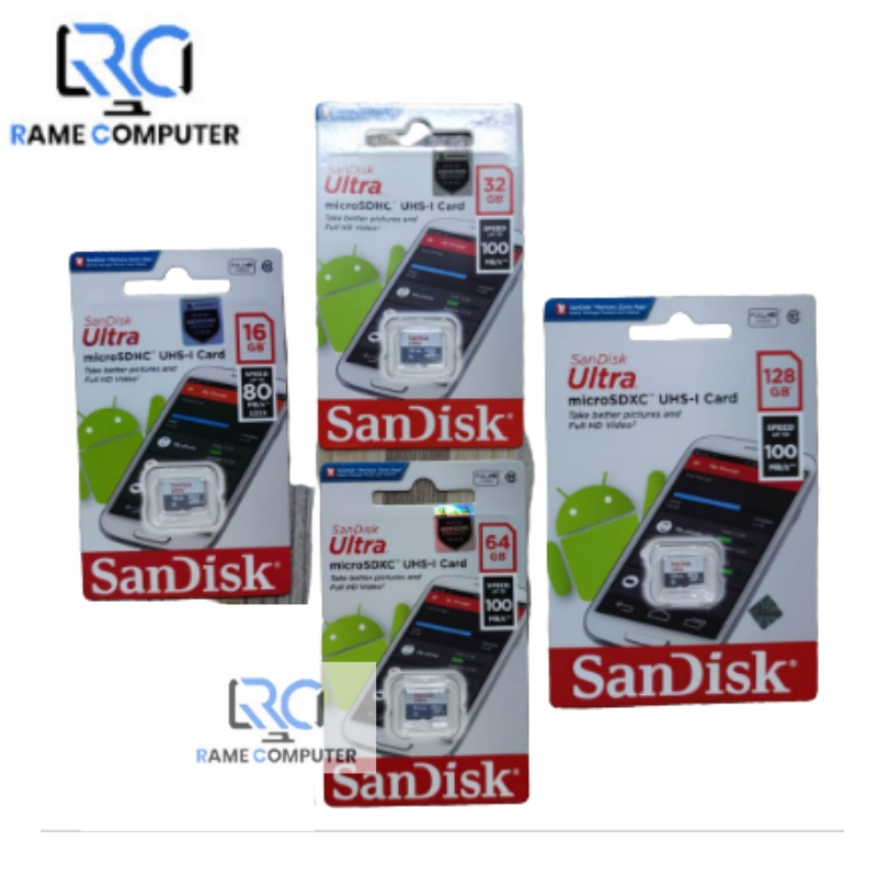 Original SANDISK Micro SD Card 16GB 32GB 64GB 128GB  - Memori MICROSD SDHC SDXC