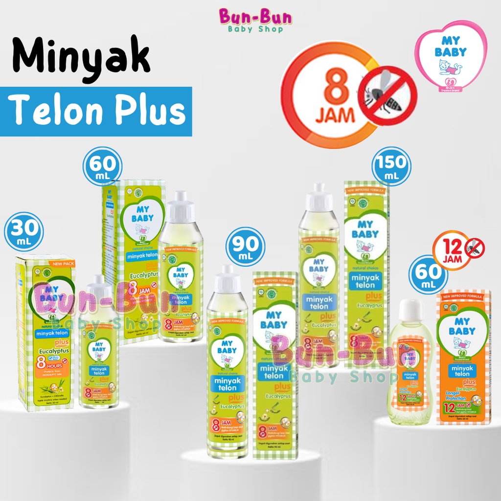 MY BABY Minyak Telon Plus Anti Nyamuk 8 jam Long Protection 30ml 60ml 90ml 150ml Serangga 12 jam Perawatan Kulit Lotion Pijat Oil Perut Kembung Perlengkapan Bayi Baru Lahir Peralatan Mandi Anak Balita Bunbunbabyshop