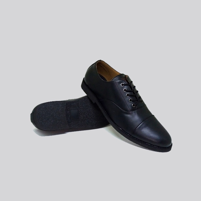 NEWMAN BIG SIZE | Sepatu Pria Full Black Leather Premium Pantofel Tali Laki Ukuran Besar 43-44-45-46-47-48