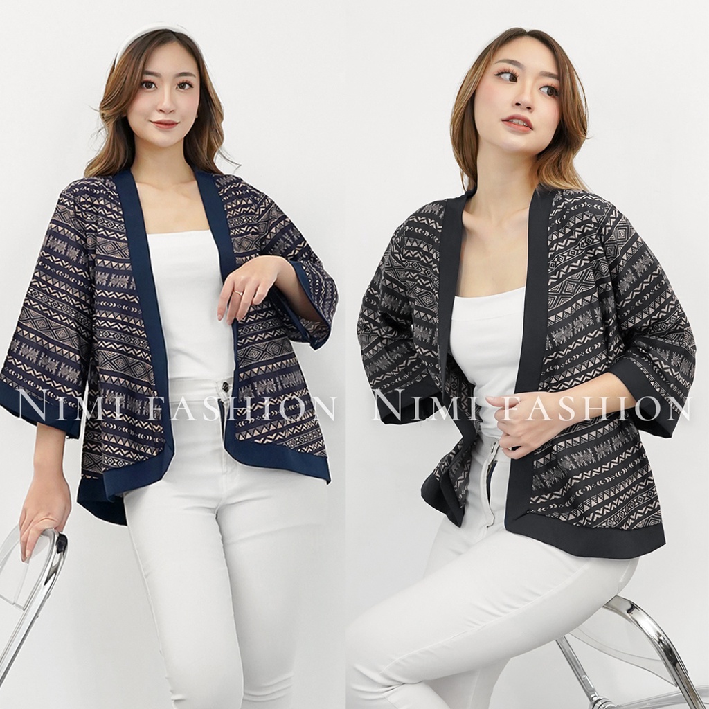 NIMI - Cardigan Fringe Tribal Cardigan Motif Bohemian Korea Style