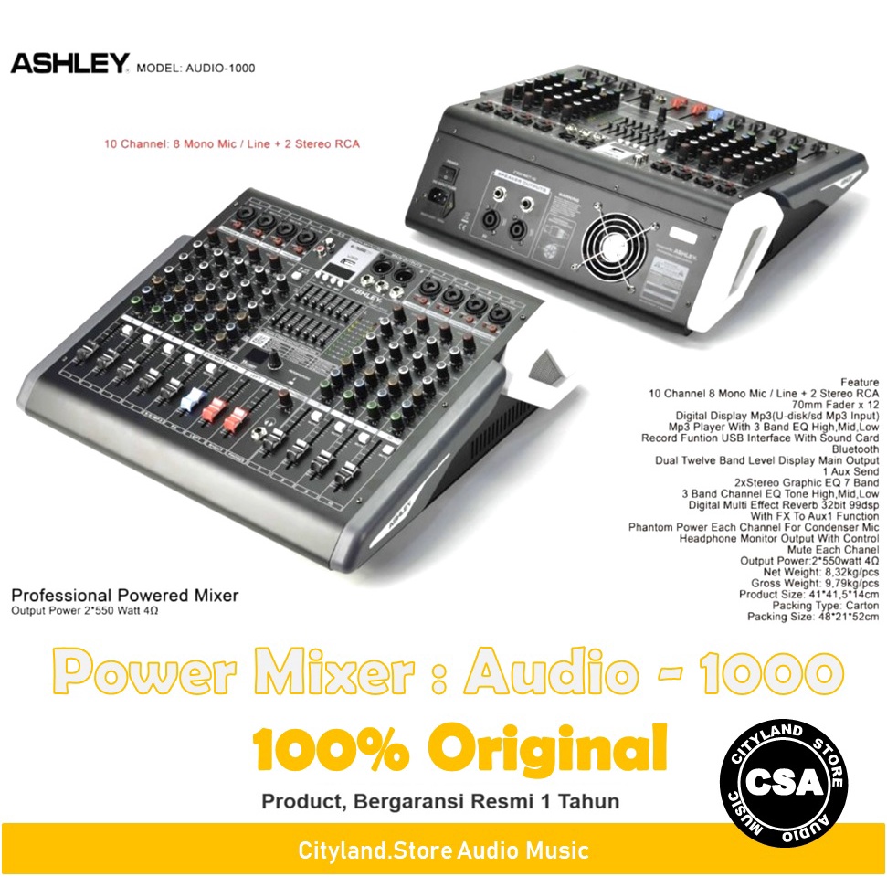 Ashley Audio 1000 - Power mixer Ashley audio 1000 original 10 Channel