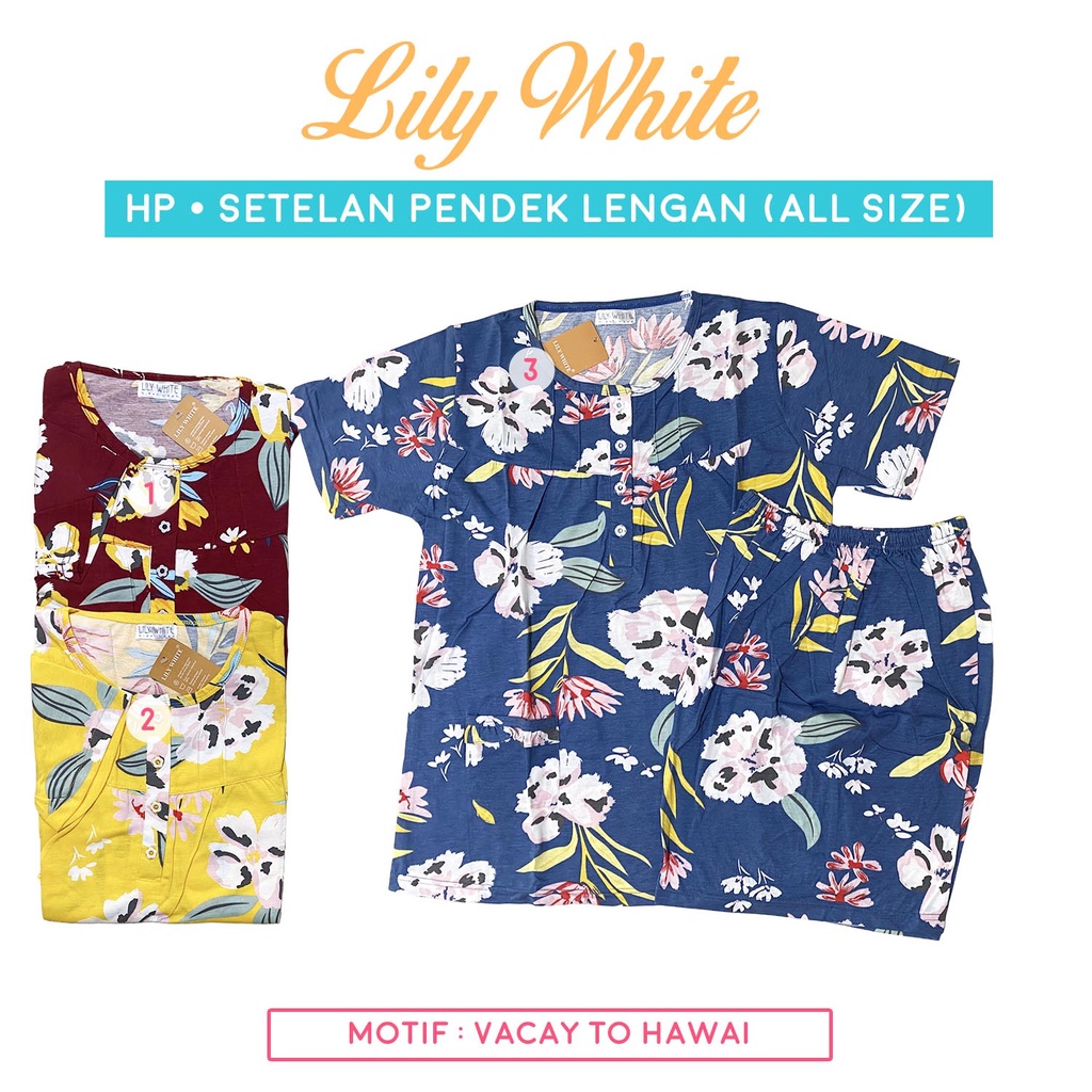 Setelan HP Lengan Pendek- Celana Pendek All size LILY WHITE BabyDoll tidur dewasa Wanita