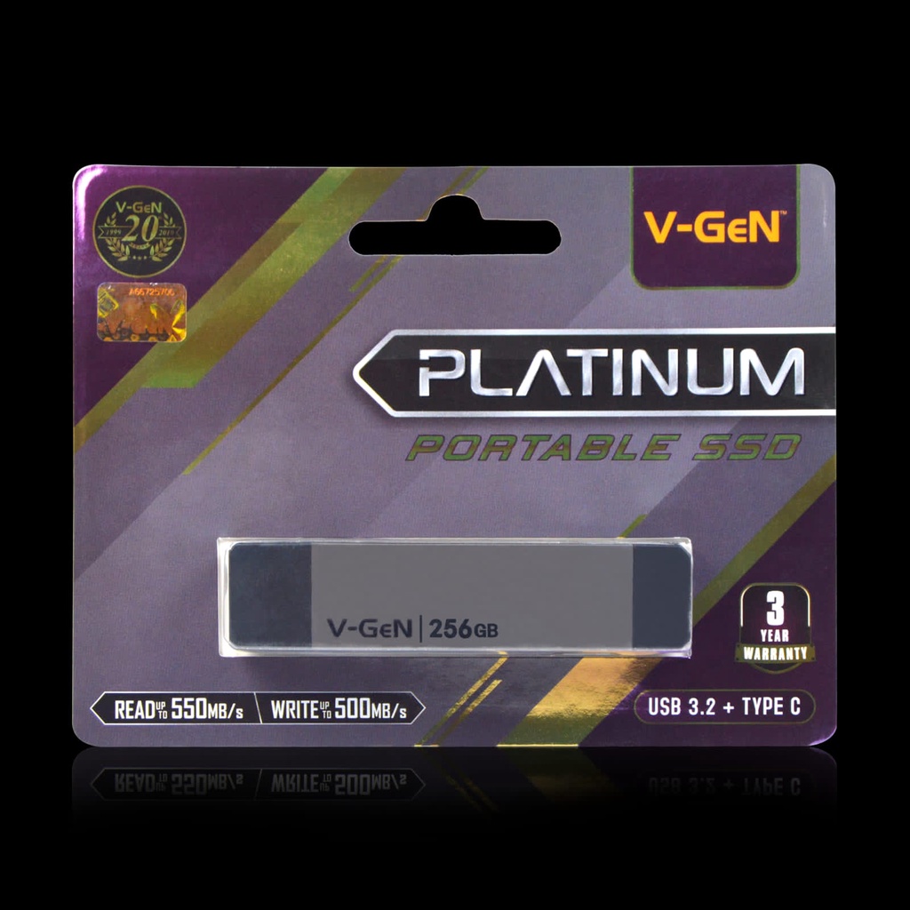 SSD PORTABLE PLATINUM 256 GB USB 3.2 and TYPE-C V-GEN