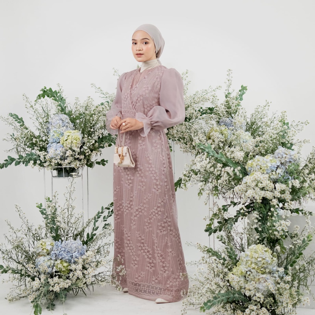 Maryam Organza Dress Ld 106/Dress Korean Syle/Dress Brukat Kondangan/Dress Lebaran/Dress Wanita/Dress Brukat Full Furing/Dress Lamaran/Dress Prewedding