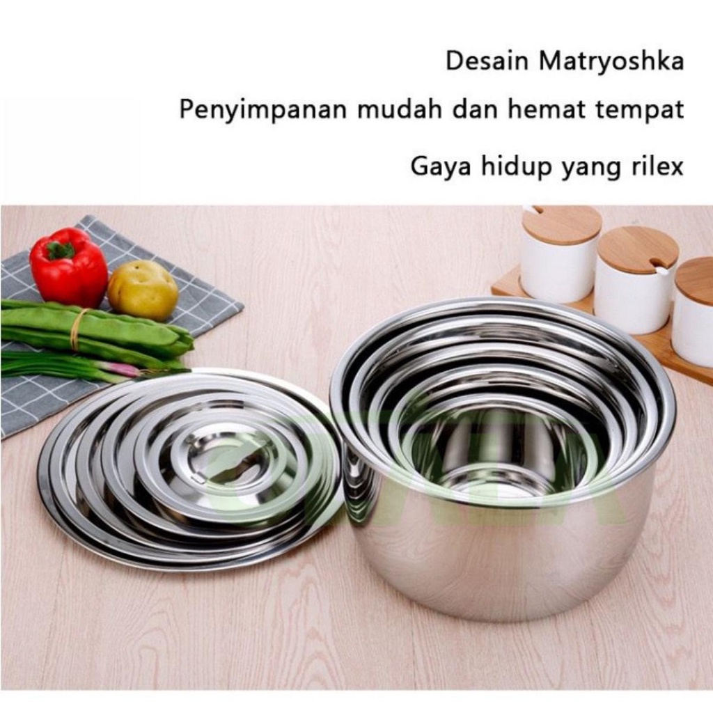 PANCI SET 5 SUSUN TUTUP STAINLESS STEEL OLL-CH4612