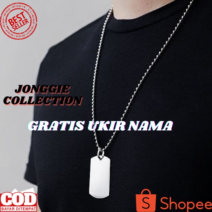 Kalung Biji Lada Liontin Plat Bisa Ukir Nama Kalung Liontin Kalung Pria Atau Wanita Bisa COD