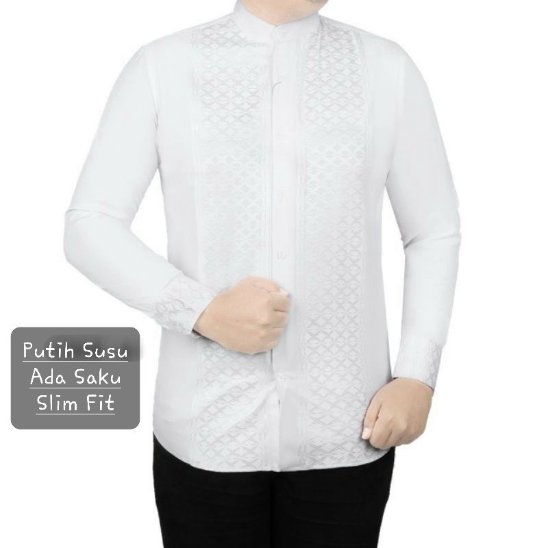 CDK11 HEM KURTA GAMIS KEMEJA BAJU KOKO PRIA SLIM FIT LENGAN PANJANG COLIN DION