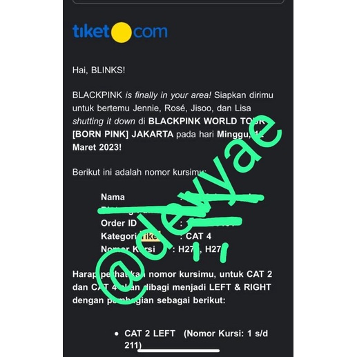 Tiket Blackpink Born Pink CAT 4 DAY 2 SEBELAHAN (HARGA WEB NORMAL)
