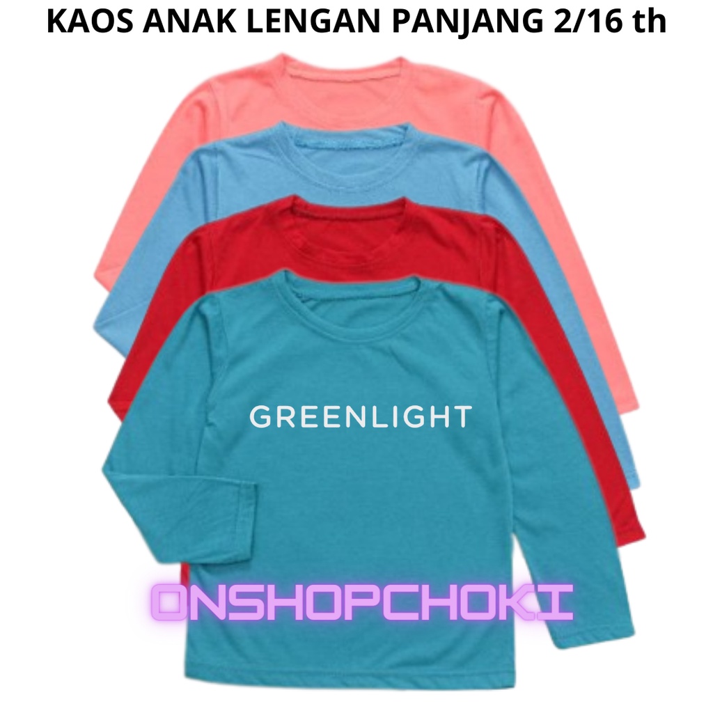 KAOS ANAK LENGAN PANJANG USIA 2/16TH LOGO GREELIT CEWEK/COWOK KAOS OBLONG ANAK