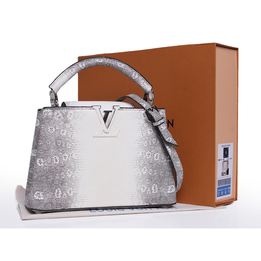 Tas Lv Capucines BB Lizard PUTIH