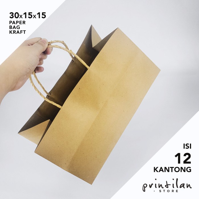

[30X15X15 Cm] Paper Bag / Tas Kertas Coklat Kraft Polos / Shopping Bag 084