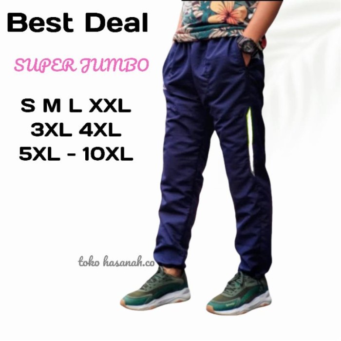 Celana Training Pria Jumbo Panjang XXXL Parasut Clana Trening Olahraga - navy, S - M (T4M2) Terbaru 