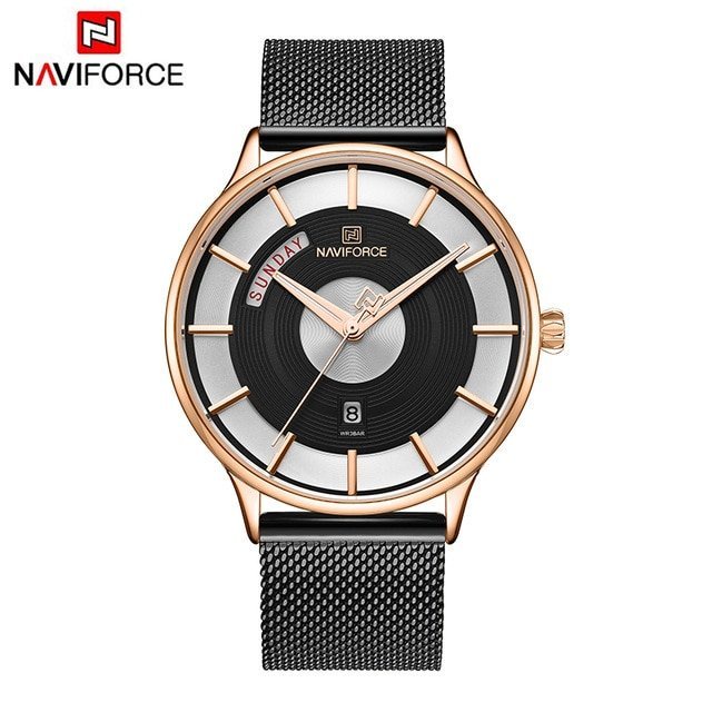 Jam Tangan Pria Stainless Steel Naviforce 3007 Analog Rantai Pasir