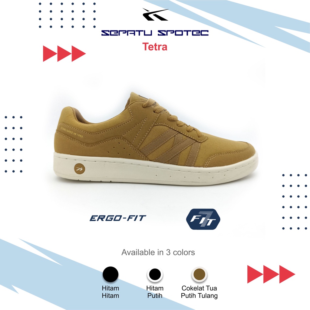 SPOTEC Sepatu Sneaker TETRA Coklat Tua - Putih Tulang