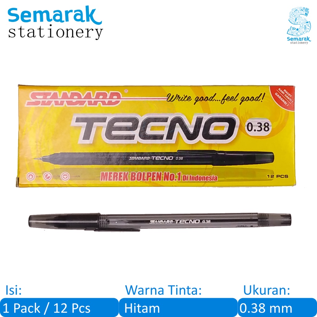 

Standard Tecno Oil Gel Pen Pulpen Semi Jel DeltaTip 0.38 - Hitam [1 Pack / 12 Pcs]