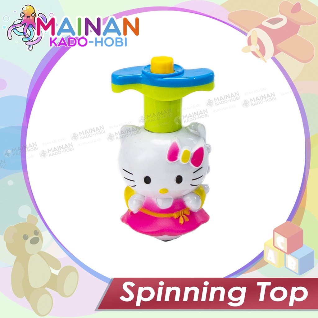 MAINAN ANAK SPINNING TOP GANGSING LAMPU LED PUTAR HELLO KITTY