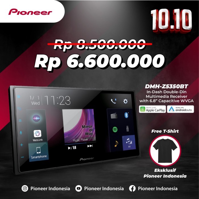 Terlaris Pioneer Double Din Android Auto Apple Car Play Headunit Dmh-Z5350Bt