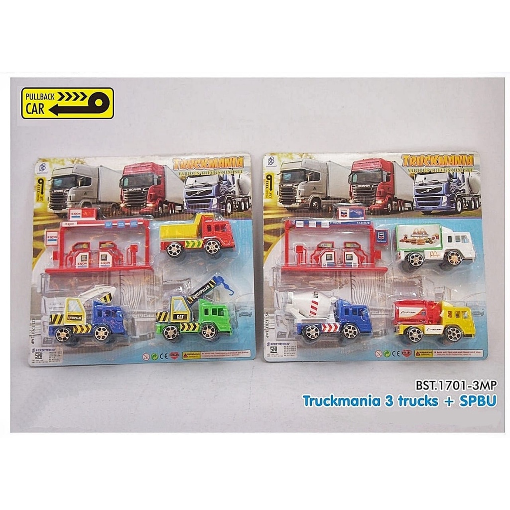 MAINAN MOBIL MOBILAN SEDAN TRUCK PULLBACK SET 4PCS