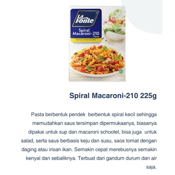 

Makaroni Spiral Lafonte 225g