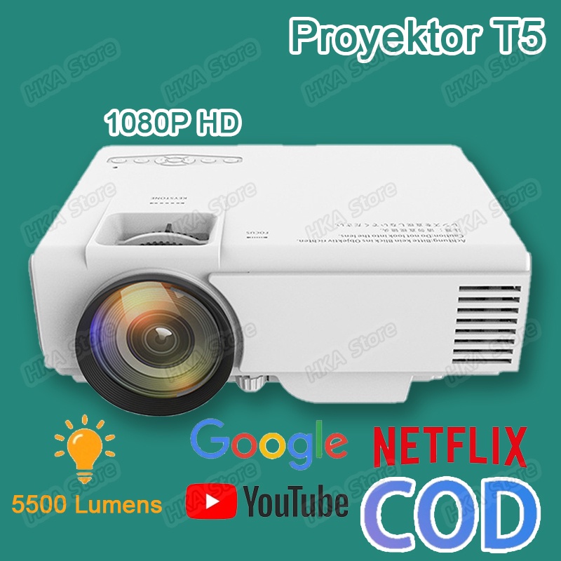 Proyektor 1080P 150 ANSI 5500Lumens LCD Portable Projector Home Model T5