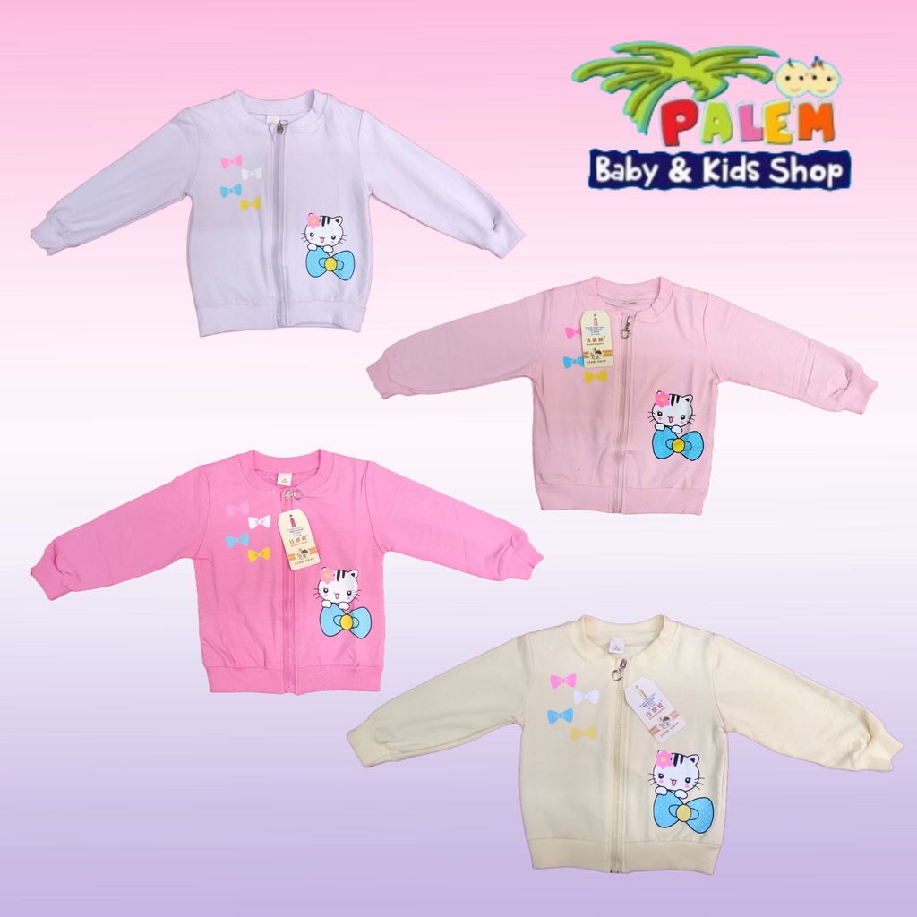 Sweater Resleting Anak Perempuan Motif Cat 73025D &amp; Bear 73025C