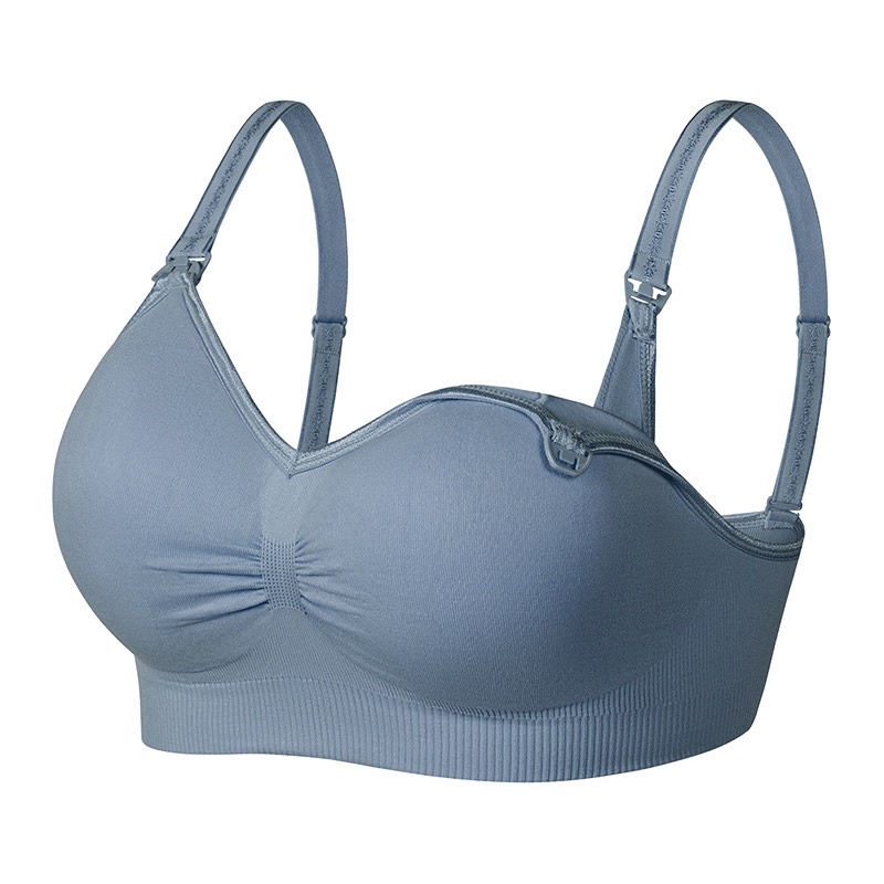 ANGEL MOMMY IBU Bra Menyusui Jumbo Kancing Depan Tanpa Kawat Hamil Murah Bh Menyusui Bahan Katun-Biru