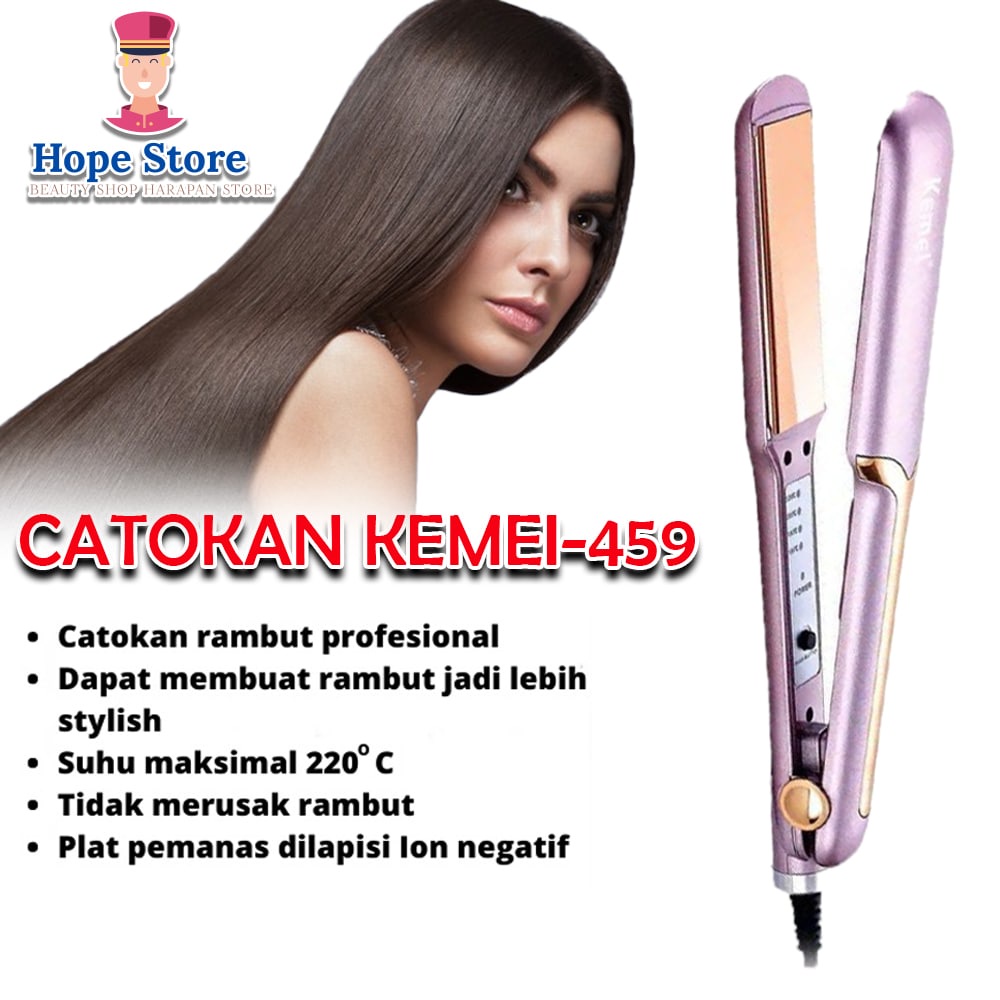 Hope Store - Catokan Pelurus Rambut Kemei KM-459 Hair Straightener Catok Sisir Peluruh Rambut