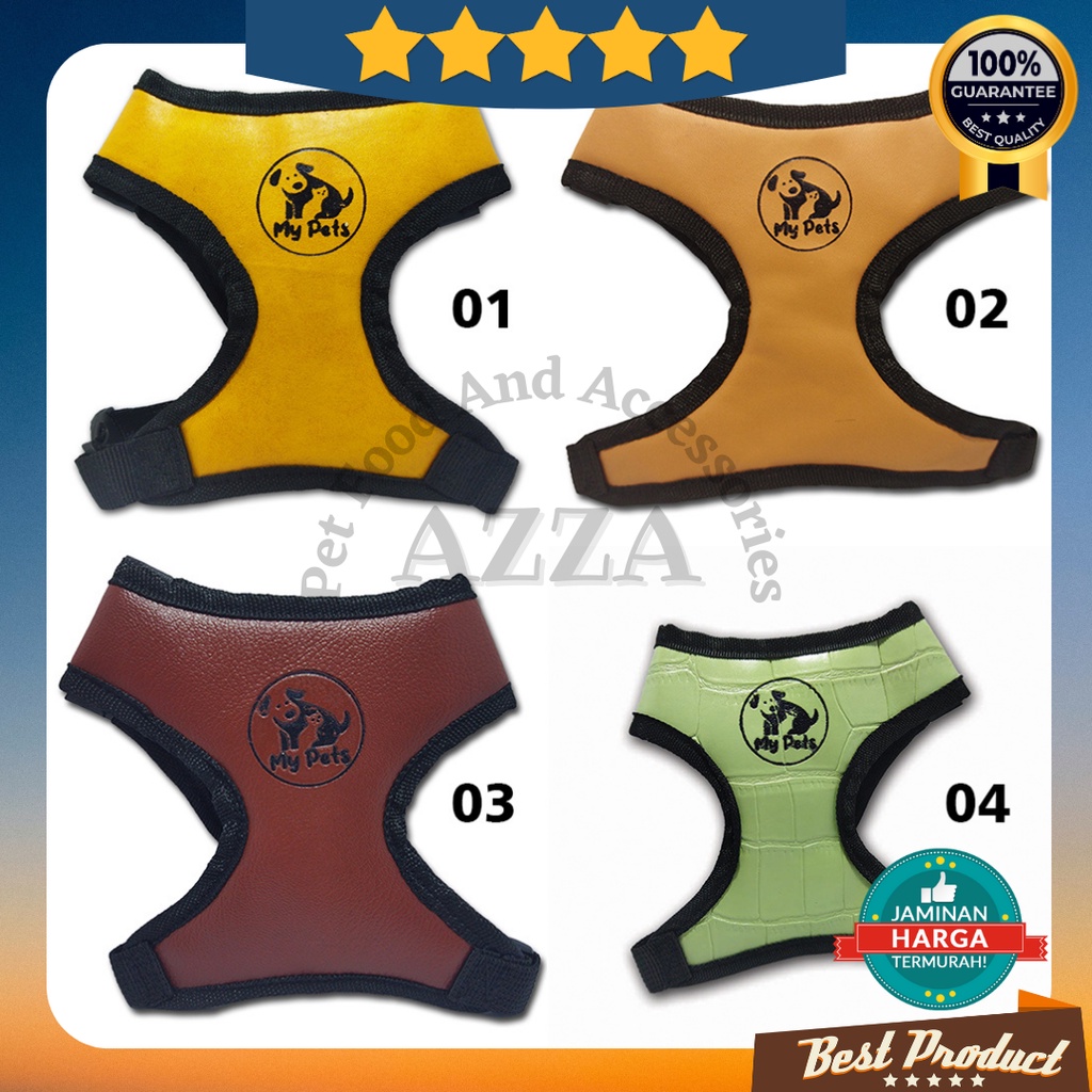 Harness harnes kucing anjing model rompi kualtias premium bahan tebal panjang tali 120 cm