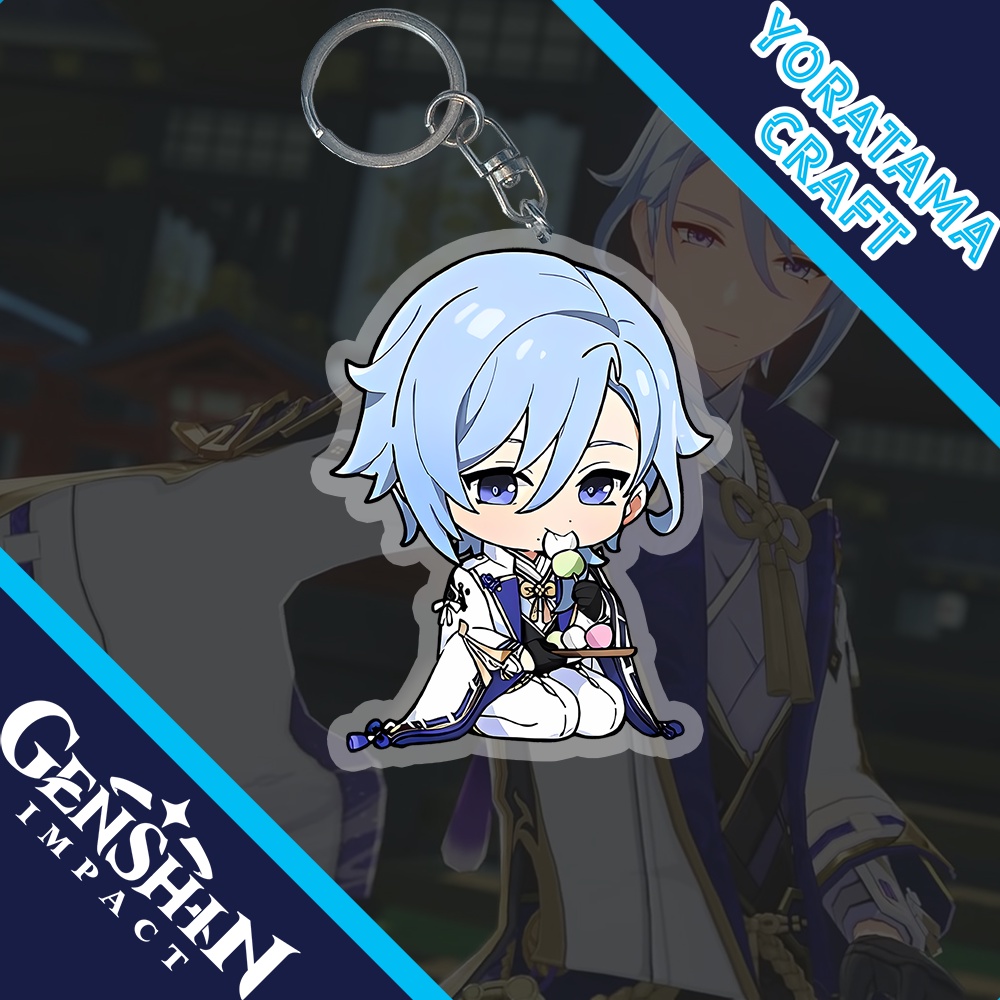 Gantungan Kunci Ayato Kamisato Genshin Impact, Keychain Anime Lucu
