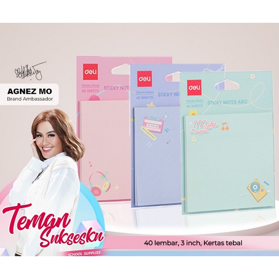 

Deli Sticky Notes / Memo Tempel / Kertas Penanda 40 Lembar Lucu dan Unik Warna Pastel EA612