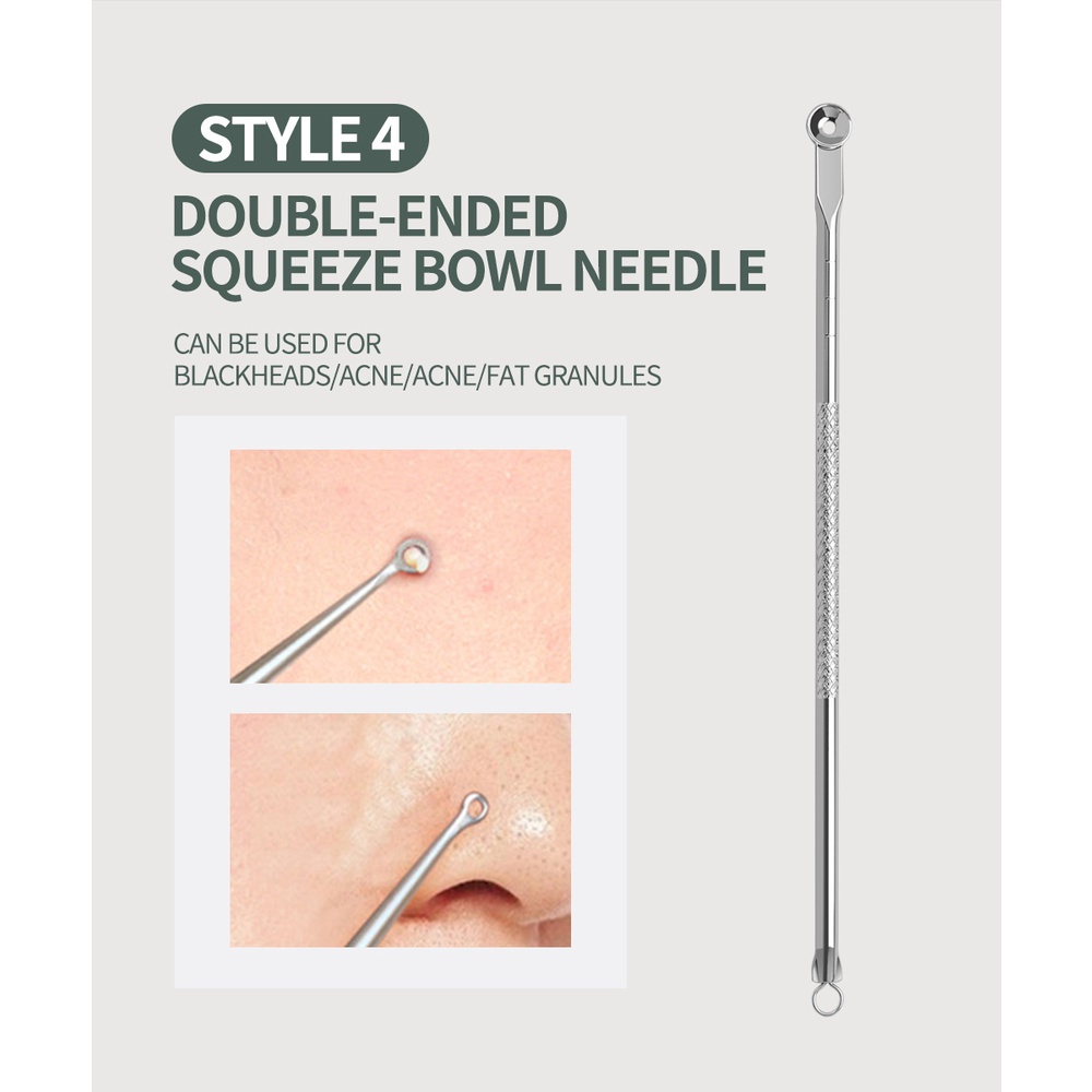 MAANGE 7Pcs/Set Pinset Komedo Stainlees Steel / Pinset Jerawat  / Blackhead Tweezer Untuk Menghilangkan Komedo Penghilang Jerawat Pinset Dengan Kotak Alat Pembersih3044