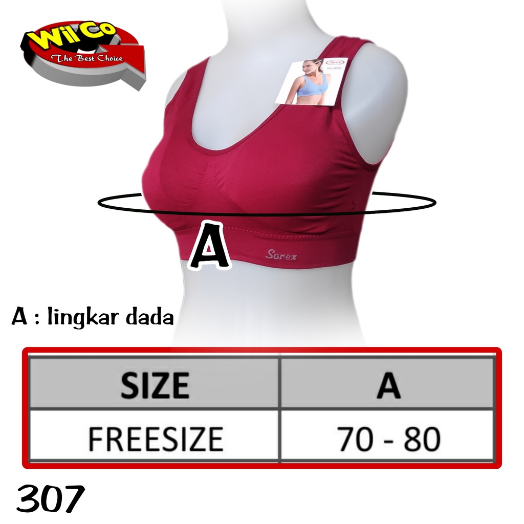 K307 - BRA/BH SPORT SOREX BUSA (bisa dilepas) STRETCH TANPA KAWAT FREE SIZE