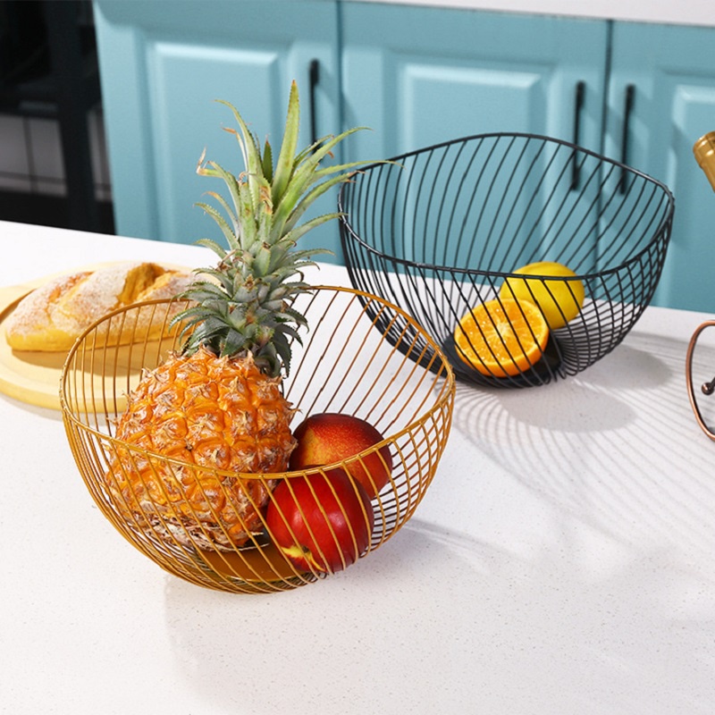 Fruit Tray Gold/Black /Keranjang Tempat Buah Warna Emas Hitam Daun Teratai