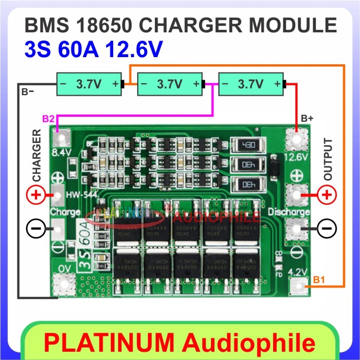 Lithium Baterai Charger Modul 3S 12.6V 60A Bms Protection Board