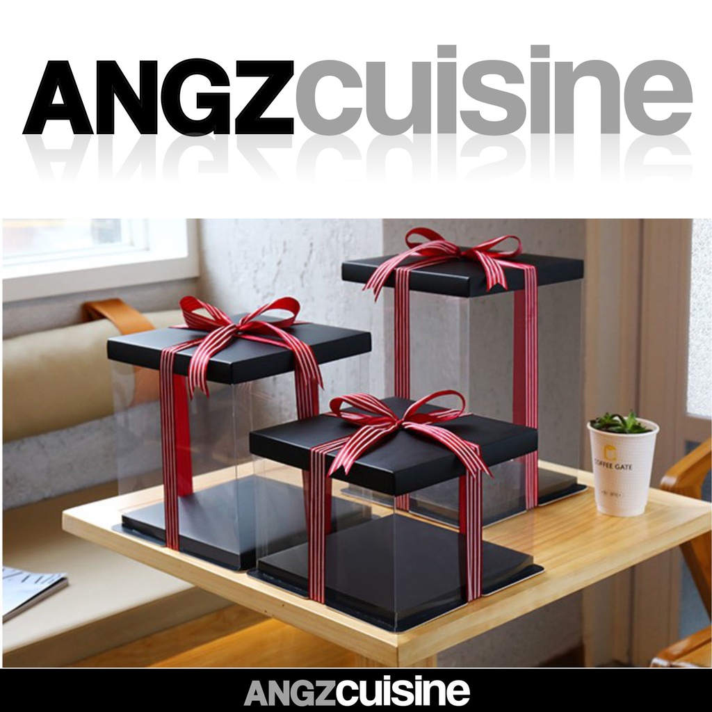 

ANGZCUISINE Transparent Cake Box 30 cm x 30 cm x 35 cm BlackRS