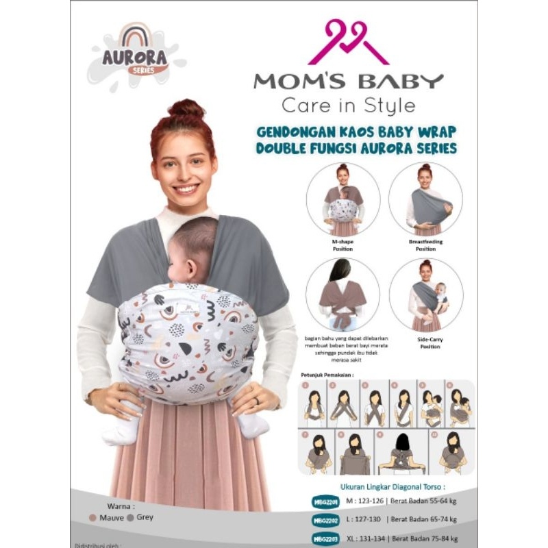 Gendongan Bayi Kaos Baby Wrap Double Fungsi Moms Baby Aurora Series