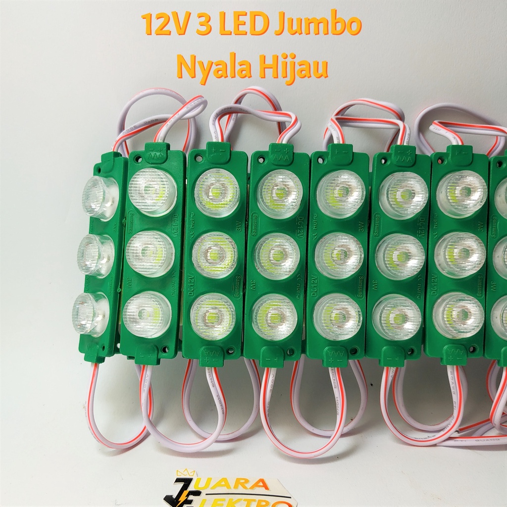 LED MODULE 12V 3 LED Jumbo Nyala Putih, Merah, Kuning, Hijau, Biru