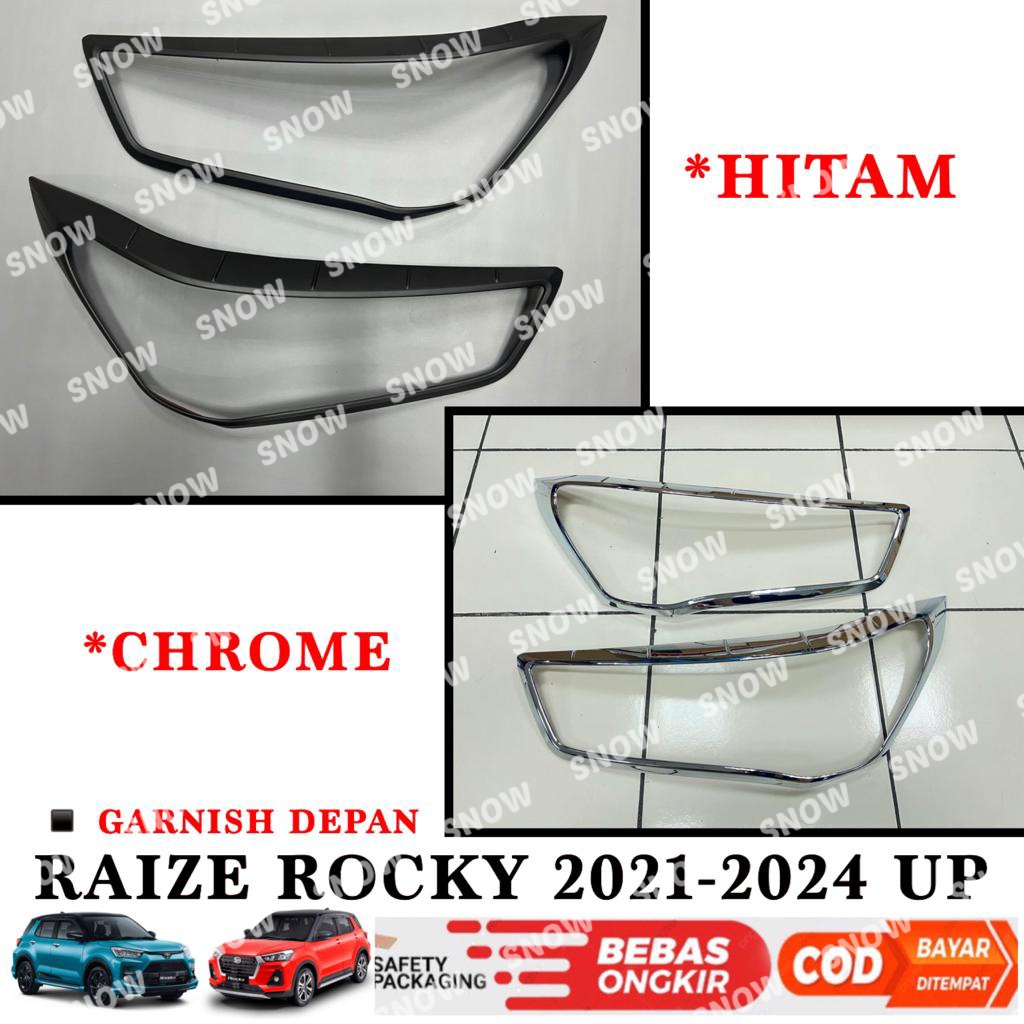 Garnish Lampu Depan Raize Rocky 2021 2023 2024 Up Chrome Hitam