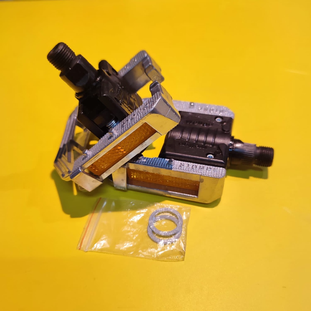 pedal wellgo stomp fold silver original pedal sepeda lipat seli