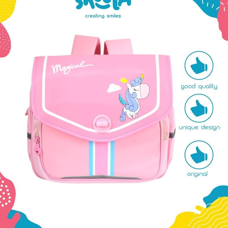 ✨SHOPEE MALL✨ Skoola Tas Sekolah Anak Perempuan SD Ransel Horizontal Unicorn - Raia ??