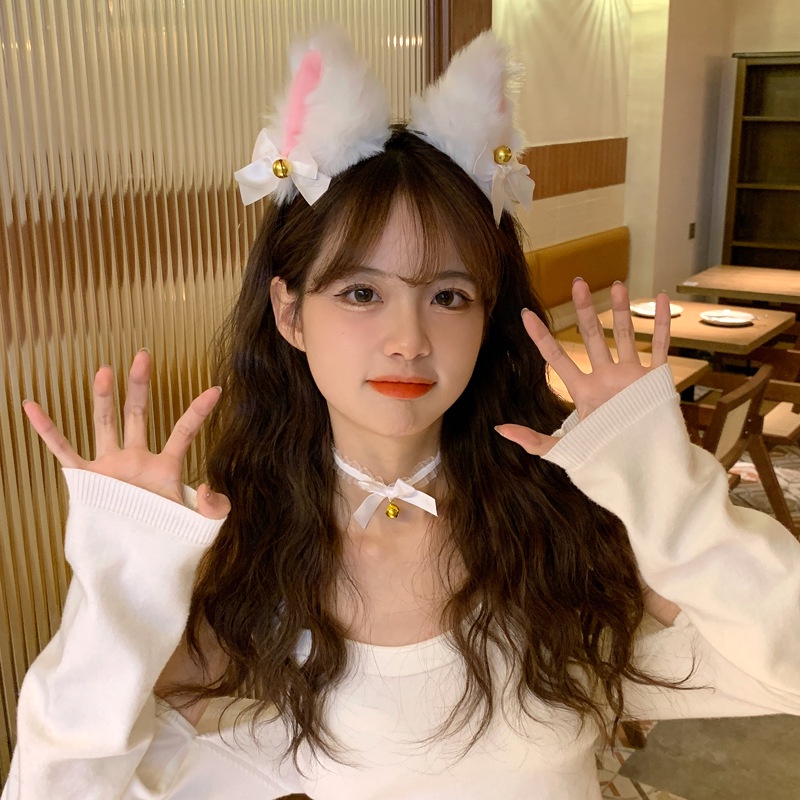 AC041 Bando Telinga Kucing Cosplay Wanita Neko Cat Lace Hairband