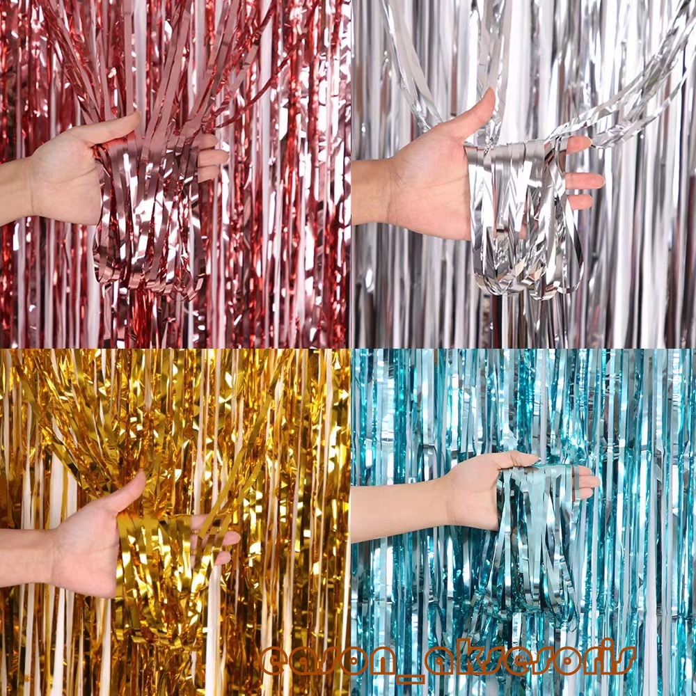 Tirai foil/Foil Curtain/Tirai Dekorasi/Tirai Rainbow /Tirai Pelangi / Titai hiasan party  /Foil curtain / tirai foil ulang tahun birthday / tirai balon /rumbai foil / party backdrop dekorasi ulang tahun