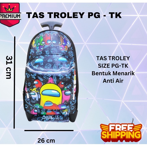 COD &amp; BEST SELLER ~ TAS TROLI + RANSEL Tas Troley Sekolah Anak TK ON THE ROAD tas sekolah tas bus tas mobil karakter tayo among us little pony spiderman batman ironman avenger doraemon minon frozen TAS TROLI OTR