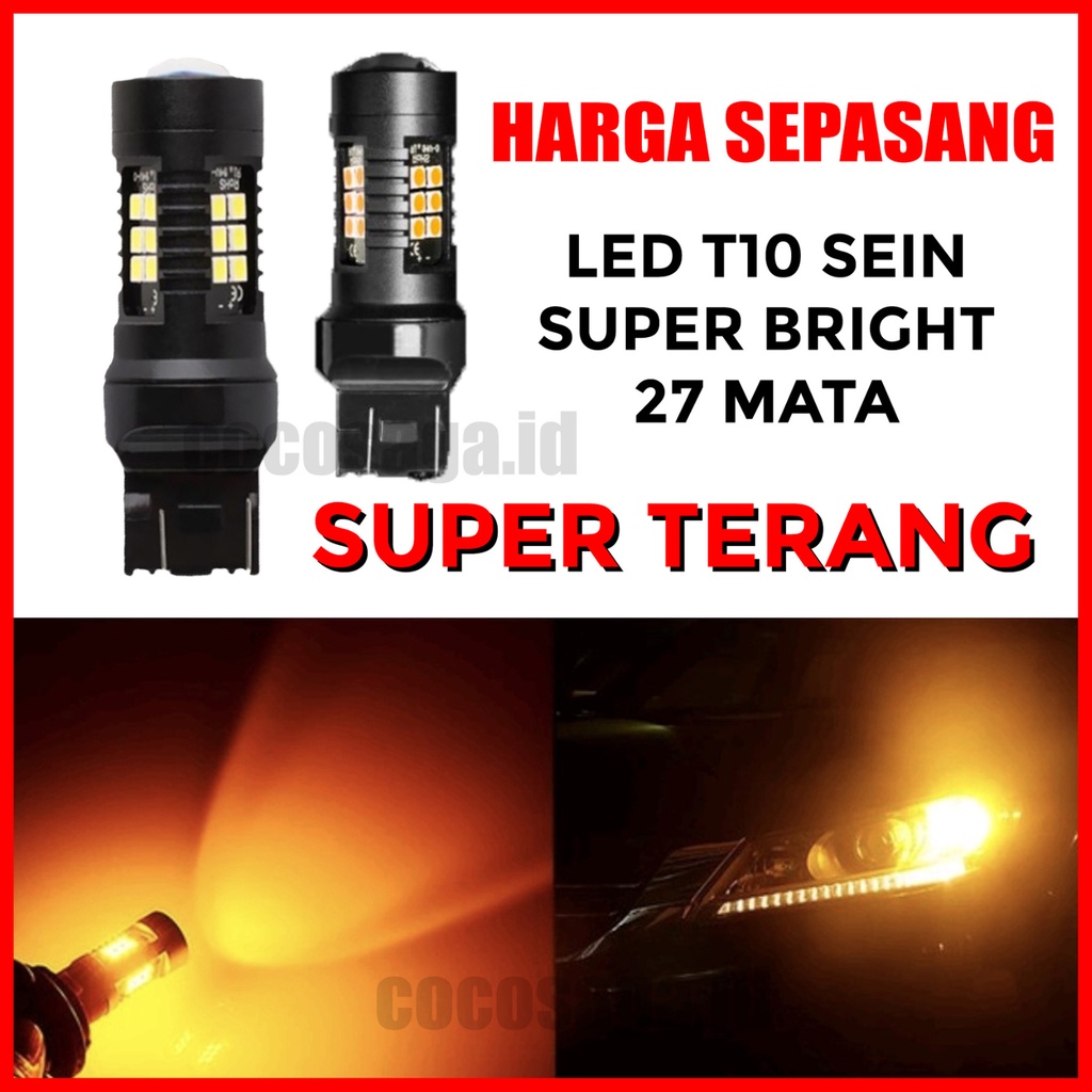 Lampu LED SEIN SUPER BRIGHT T20 7440 - 21 mata lampu mobil senja sein - putih kuning (ujung lensa projector)