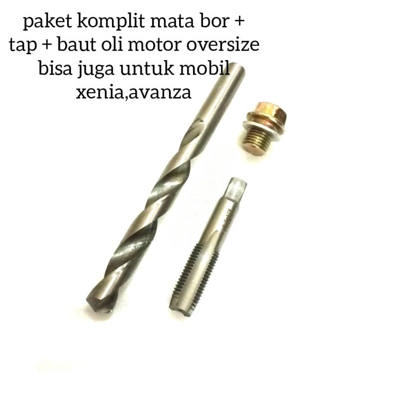Paket Mata Bor Tap Set Baut Oli Oversize M14×1.5 baut 19 kunci 17 bisa utk mobil Xenia avanza