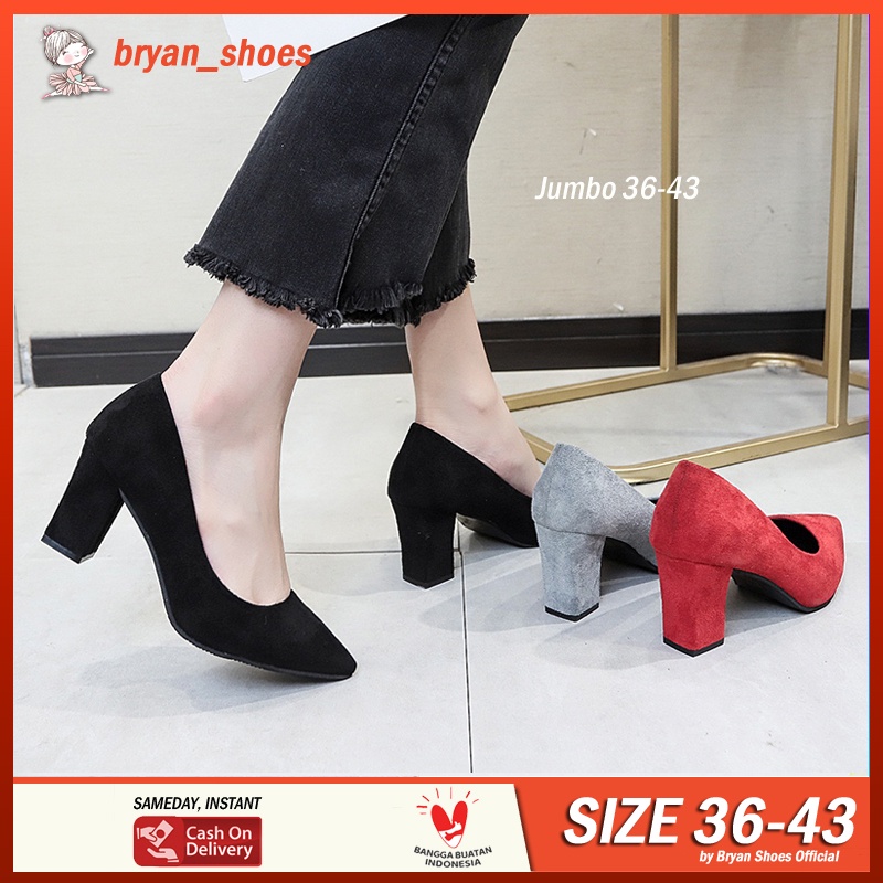 Bryan Alova Pantofel Tahu 9cm Formal Suede BigSize Oversize Jumbo 36-40 41 42 43 Sepatu Kerja Kantor