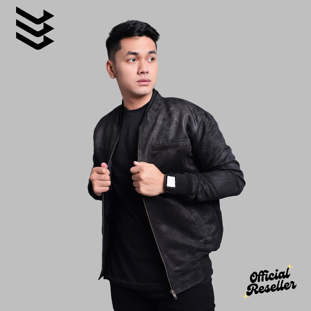 DELIBRA - Jaket Bomber Suede Pria Premium