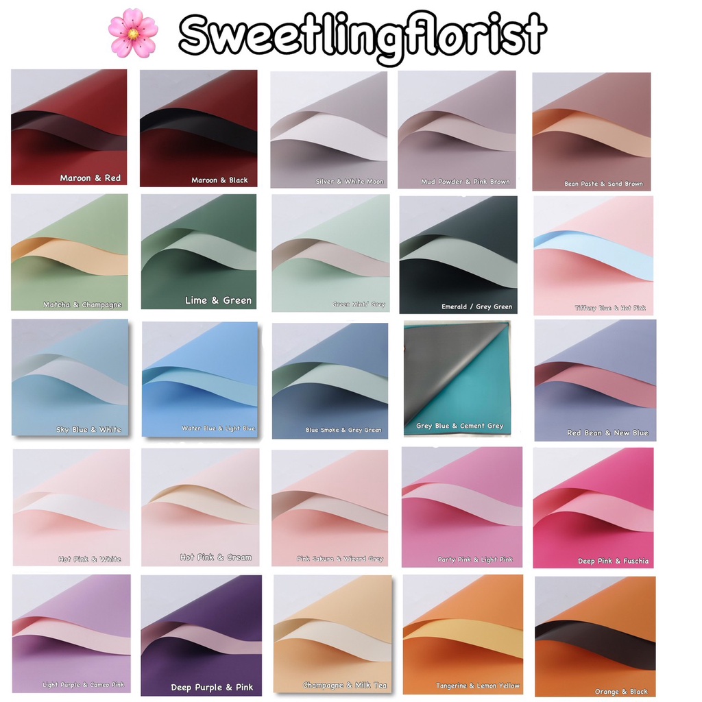 

[20 LEMBAR] Flower Wrapping Cellophane Paper Bi Color Dua Warna / Kertas Buket / Kertas Bunga